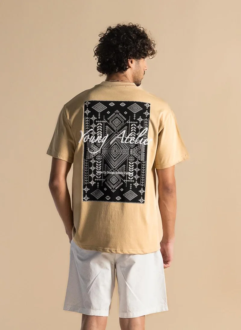 SHAPES CONTRAST PRINT COTTON T-SHIRT